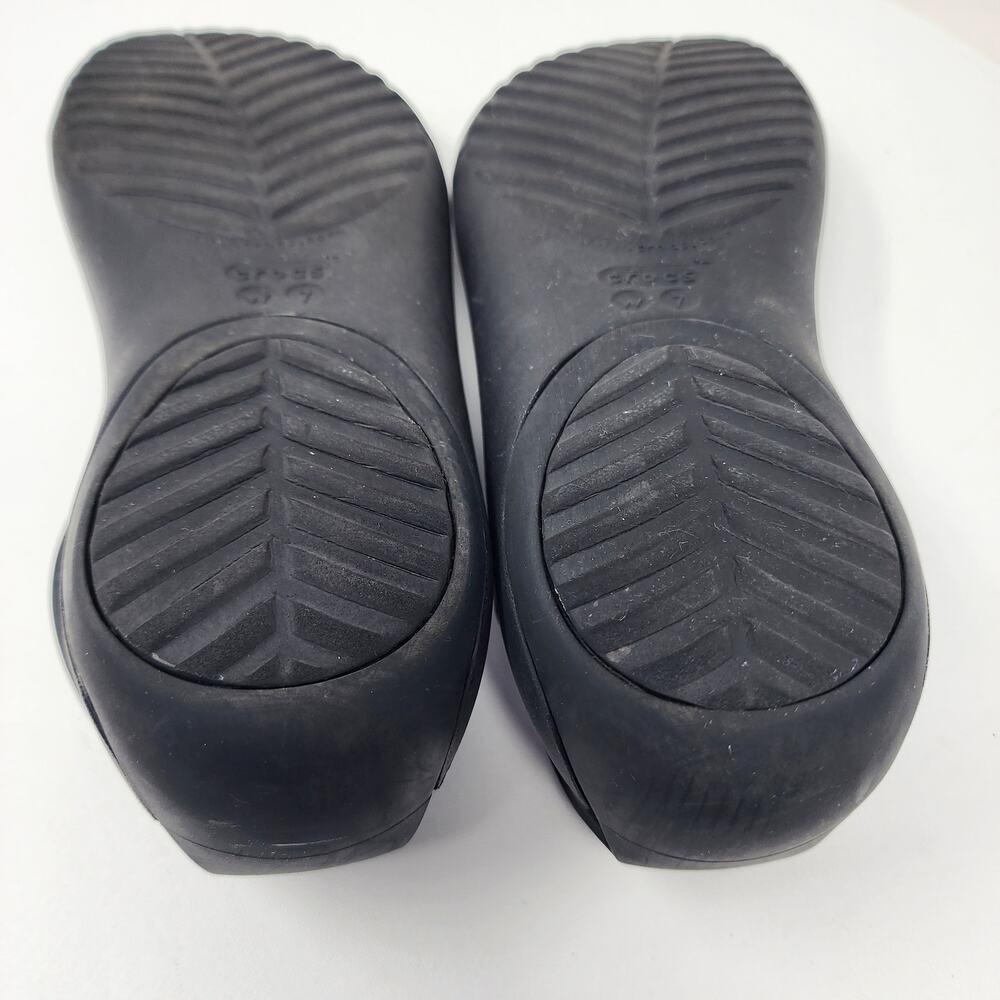 Crocs Serena Sexi Sandals Women 7 Black with Silver Diamond T-Strap Comfort - Picture 11 of 12